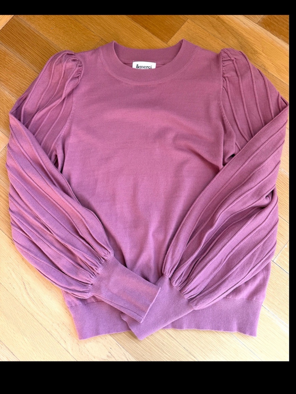 &Merci mauve sweater with puff sleeves